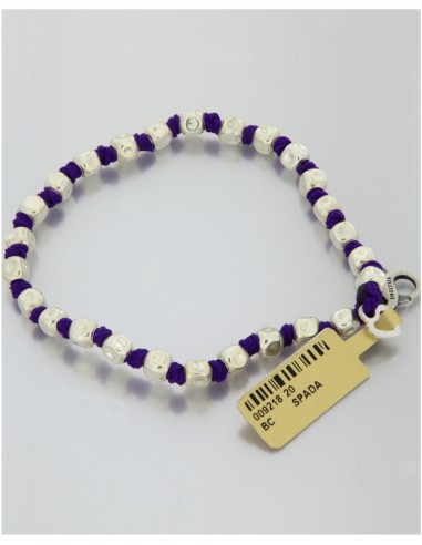 Bracciale con pepite argento e filo Viola fluo by Spadarella